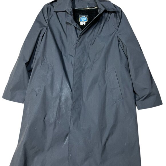 Military All Weather Man's Coat Lined Size 44 Long Neptune Garment Black Trench